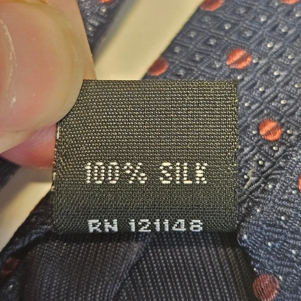 IFC Mens Navy Blue Pink‎ Pin Dot 100% Silk Handmade Necktie RN 121148